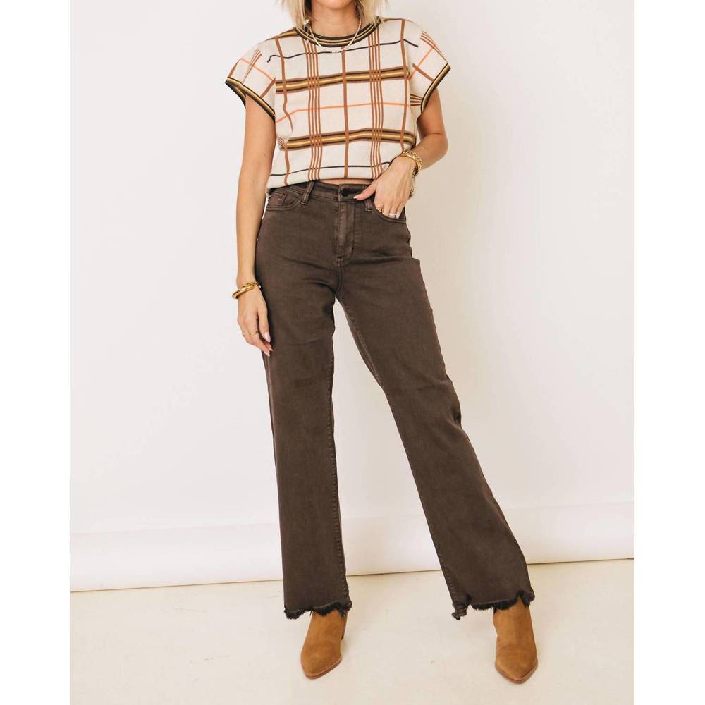 NEW THML sunset harvest plaid sweater top in cream